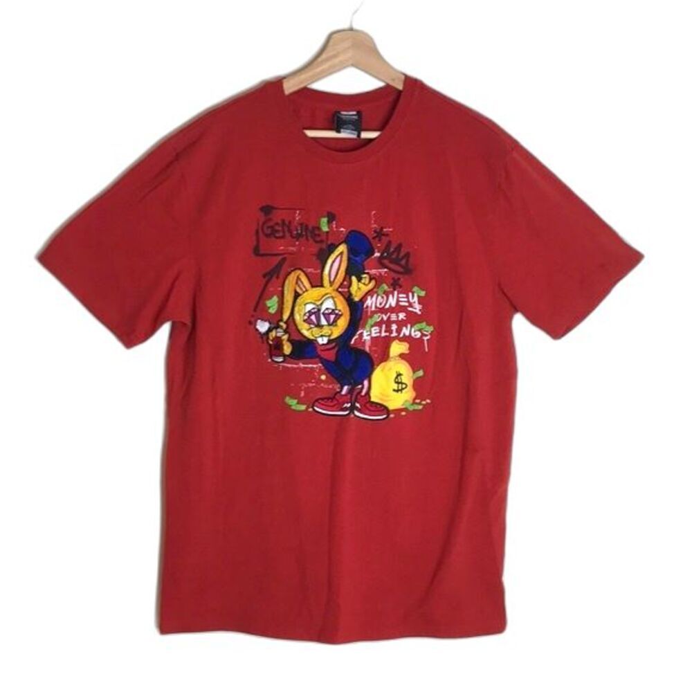 Vintage genuine money over feelings 3D fuzzy graphic with rabbit and money‎ 2XL